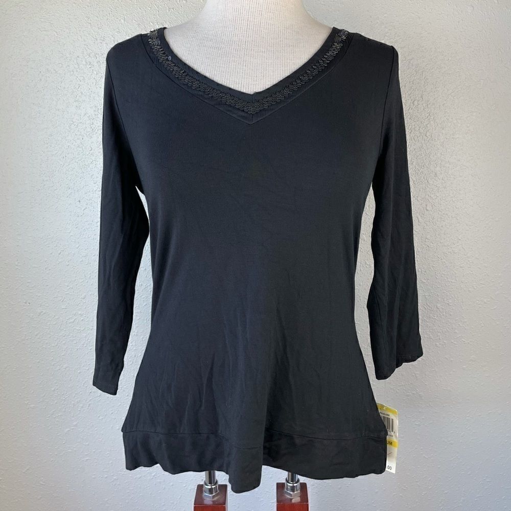 NWT Style & Co. Black 3/4 Sleeve Top Size M
